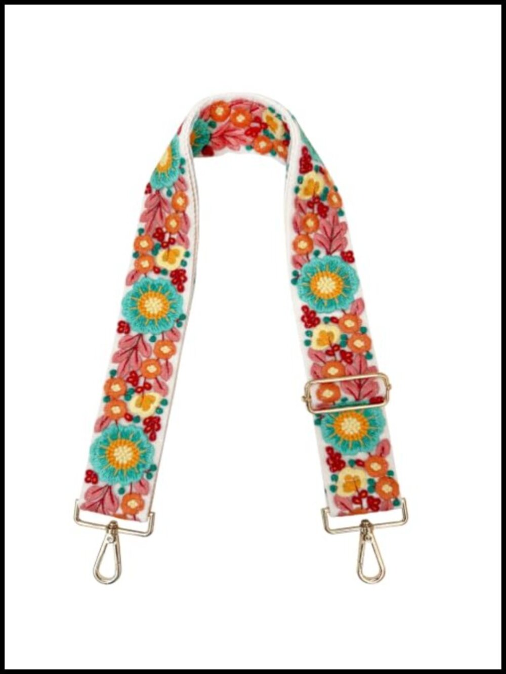 Embroidery Flower Purse Strap Replacement Adjustable Crossbody Wide Shoulder